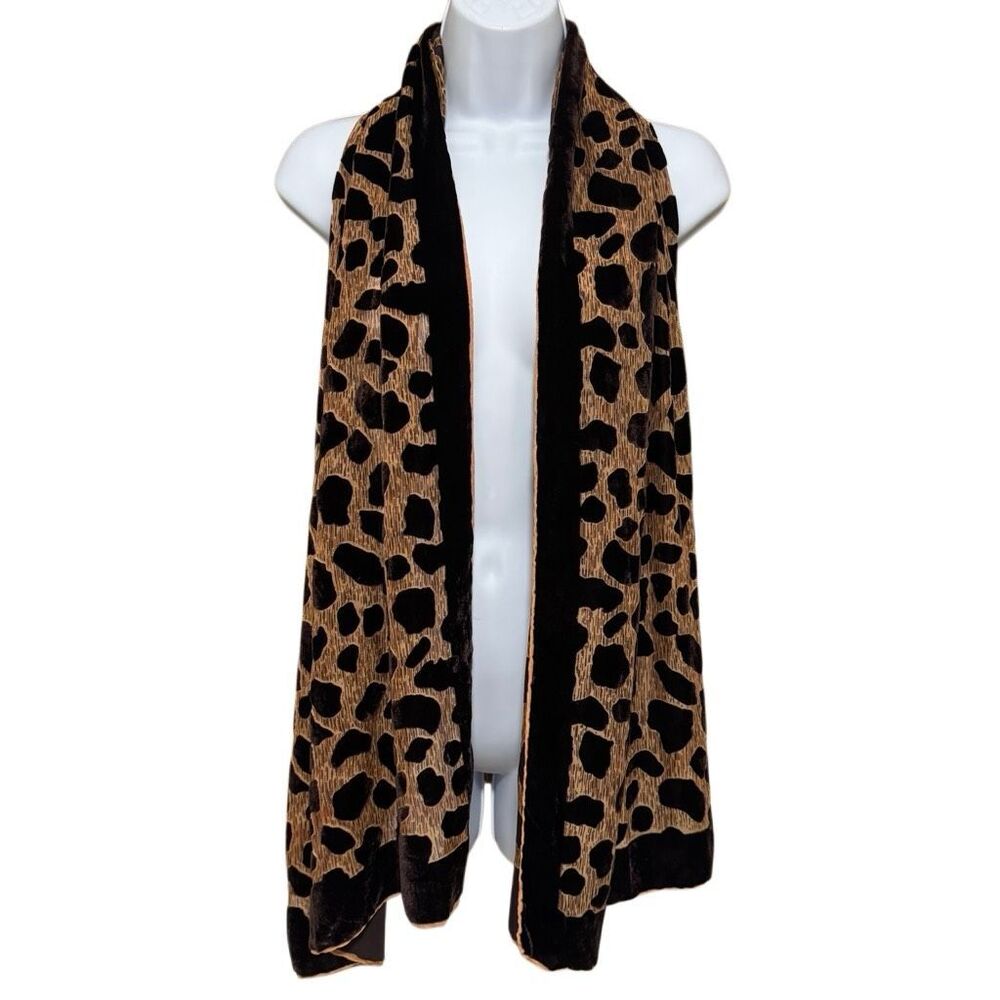 Silk Velvet Burnout Leopard Print Scarf Devoré Animal Print Wrap